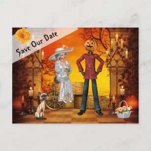Carte Postale Faire-part Mariage d'Halloween Enregistrer la date