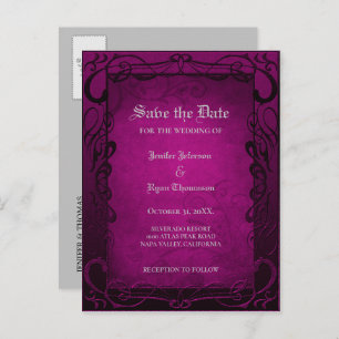 Carte Postale Faire-part Mariage d'halloween gothique enregistrer la date c