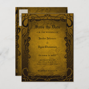 Carte Postale Faire-part Mariage d'halloween gothique enregistrer la date c