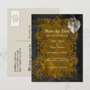 Carte Postale Faire-part Mariage d'halloween gothique enregistrer la date c