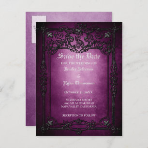 Carte Postale Faire-part Mariage d'halloween gothique enregistrer la date c