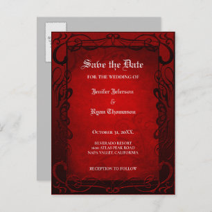 Carte Postale Faire-part Mariage d'halloween gothique enregistrer la date c