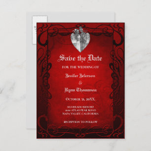 Carte Postale Faire-part Mariage d'halloween gothique enregistrer la date c