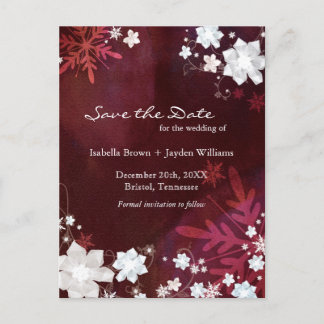 Carte Postale Faire-part Mariage d'hiver en Bourgogne Enregistrer la date