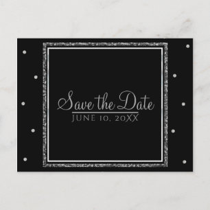 Carte Postale Faire-part Mariage d'hiver Glam Argent & Blanc Enregistrez la