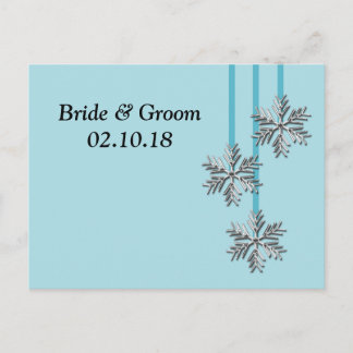 Carte Postale Faire-part Mariage d'hiver Thème Flocon de neige Enregistrer