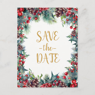 Carte Postale Faire-part Mariage d'hiver Vacances de Noël Sauvegarder la Da