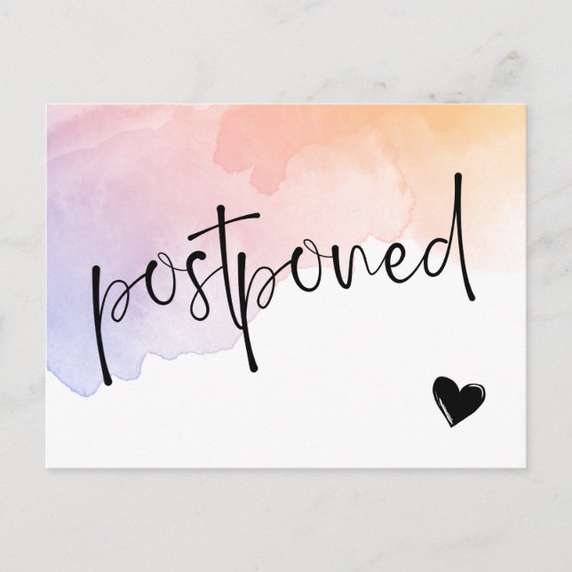 Carte Postale Faire-part Mariage différé à l'aquarelle violet Peach (Devant)