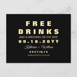 Carte Postale Faire-part Mariage Drinks Gratuits Drôles Modernes Enregistre