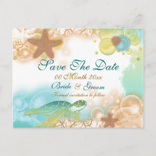 Carte Postale Faire-part Mariage du thème de plage "enregistrer la date"