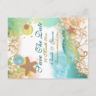 Carte Postale Faire-part Mariage du thème de plage "enregistrer la date"