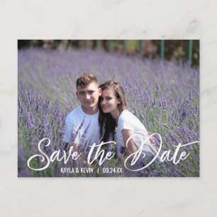 Carte Postale Faire-part Mariage écriture blanche moderne SAVE THE DATE   P