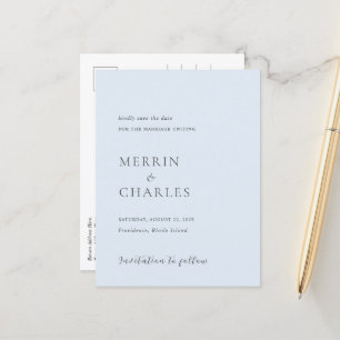 Carte Postale Faire-part Mariage élégant Merrin Sky Enregistrer la date