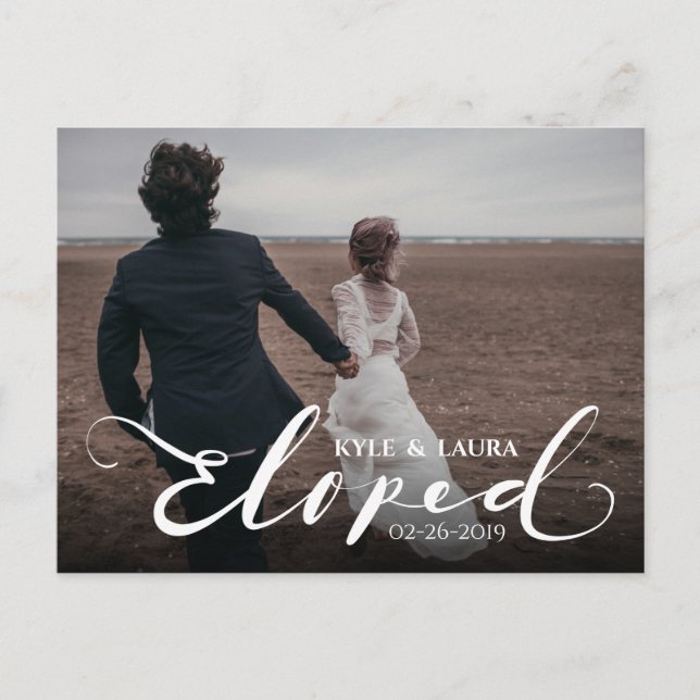 Carte postale Faire-part mariage élopé moderne (Devant)