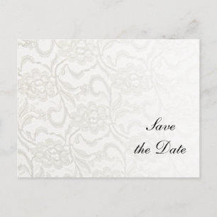 Carte Postale Faire-part Mariage en dentelle blanche Enregistrer la date