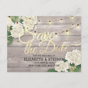 Carte Postale Faire-part Mariage Enregistrer La Date Hortensia Guirlandes d