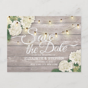 Carte Postale Faire-part Mariage Enregistrer La Date Hydrangea String Light