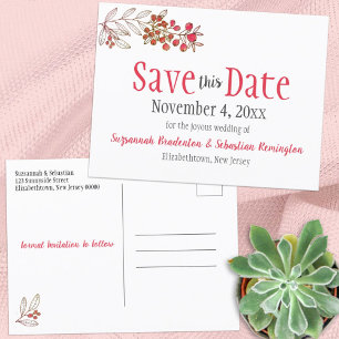 Carte Postale Faire-part Mariage Enregistrer La Date Minimaliste Orange Ber