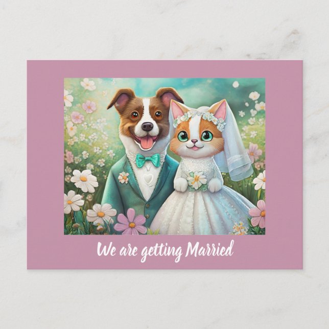 Carte Postale Faire-part mariage Enregistrer le Modèle date (Devant)
