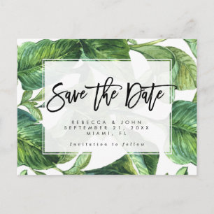Carte Postale Faire-part mariage feuille de palme tropicale enregistrer la