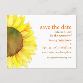 Carte Postale Faire-part Mariage Fleur de Tournesol Économisez la Date