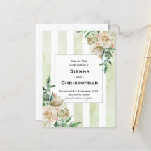 Mariage floral aquarelle vert et ivoire vintage