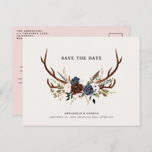 Carte Postale Faire-part mariage floral de la marine bourguignonne