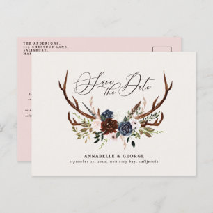Carte Postale Faire-part mariage floral de la marine bourguignonne