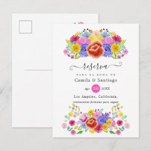 Carte Postale Faire-part Mariage Floral Fiesta Espagnole Économisez la Date