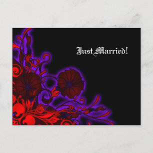 Carte Postale Faire-part Mariage Floral Moderne de Nuit Gothique