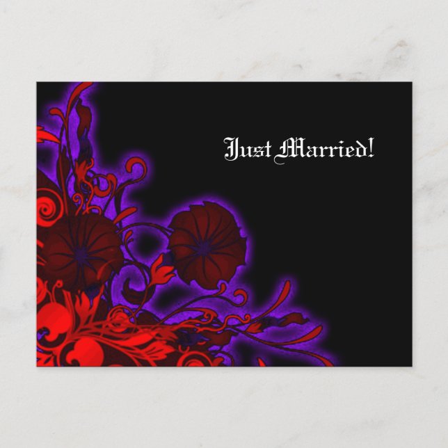 Carte Postale Faire-part Mariage Floral Moderne de Nuit Gothique (Devant)