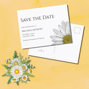 Carte Postale Faire-part Mariage Floral Simple Daisy Enregistrer La Date
