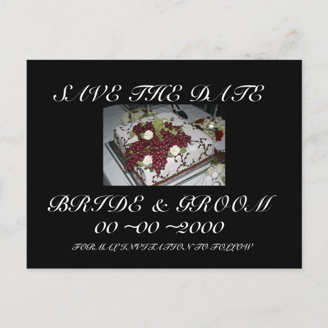 Carte Postale Faire-part Mariage Gâteau Enregistrer la date (Devant)