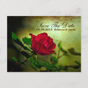 Carte Postale Faire-part mariage gothique de steampunk de rose rouge de