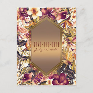Carte Postale Faire-part Mariage Hawaiian Golden Tropics Enregistrez la dat