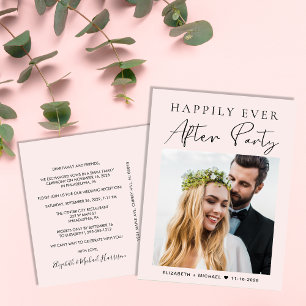 Carte Postale Faire-part Mariage heureux pour toujours Photo rose de la fêt