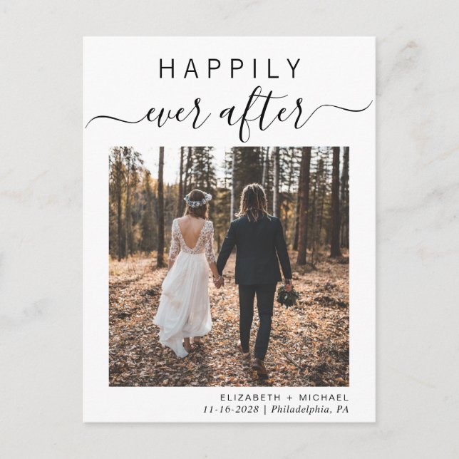 Carte Postale Faire-part Mariage Intime Happily Ever After (Devant)