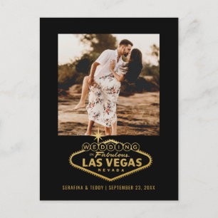 Carte Postale Faire-part Mariage Las Vegas Black Gold Photo Enregistrer la