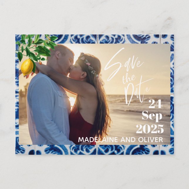 Carte Postale Faire-part Mariage Lemons Photo Overlay Modern Enregistrer La (Devant)