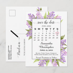 Carte Postale Faire-part Mariage Lilacs rustique Enregistrer la date Calend