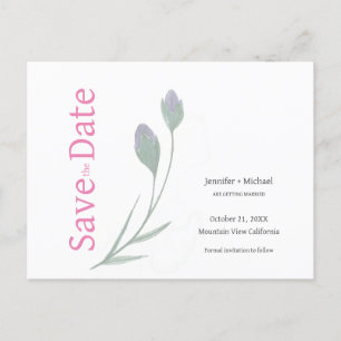 Carte Postale Faire-part Mariage mariage Calligraphie Floral noir blanc