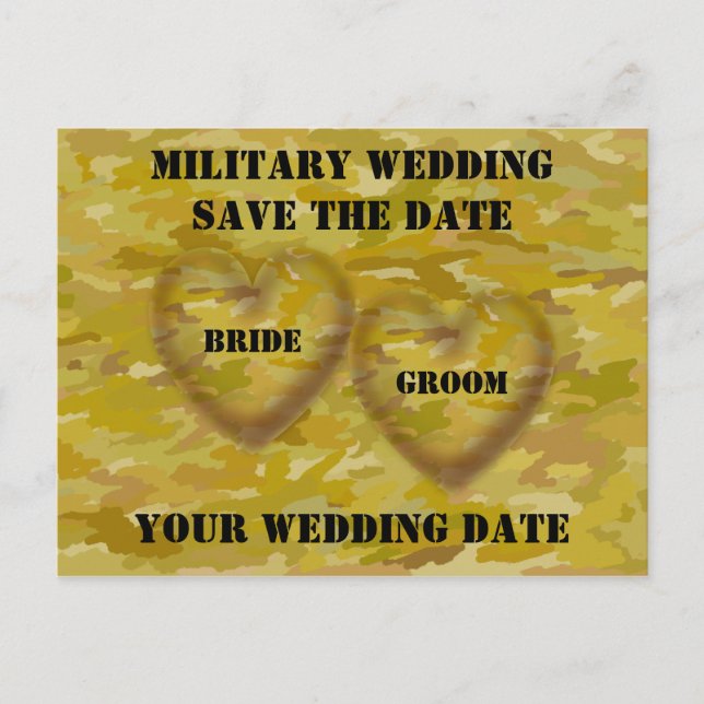 Carte Postale Faire-part Mariage Militaire Enregistrer la Date (Devant)