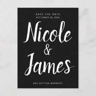 Carte Postale Faire-part Mariage minimal chic noir moderne Save the Date