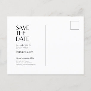 Carte Postale Faire-part Mariage minimaliste Art Déco moderne Enregistrer l