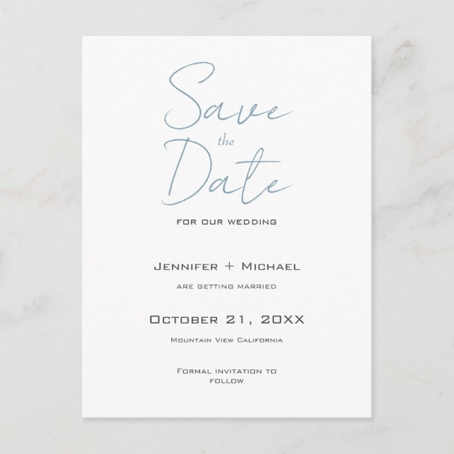 Carte Postale Faire-part Mariage Minimaliste Calligraphie Script (Devant)