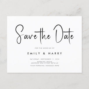 Carte Postale Faire-part Mariage minimaliste moderne Enregistrer la date