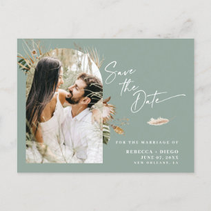 Carte Postale Faire-part Mariage Moderne Bohème Arched Photo Enregistrer La