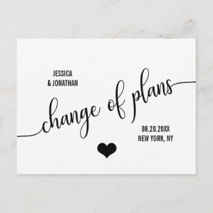 Carte Postale Faire-part Mariage Moderne CHANGER LA DATE PLANS REPORTER