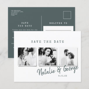 Carte Postale Faire-part Mariage moderne minimaliste élégant multi photo