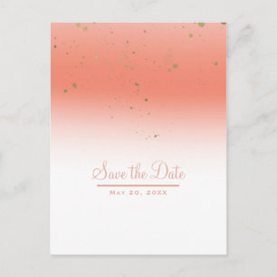 Carte Postale Faire-part Mariage Moderne Or Corail Glam Chic Enregistrer la